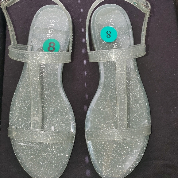 Stuart Weitzman  Mellie Jellie Sandals Silver 8 - Picture 5 of 7